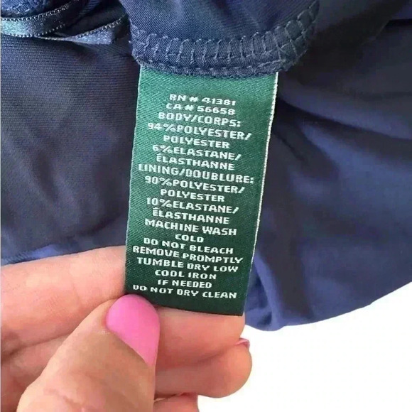 Ralph Lauren Women's Navy Slit-Sleeve Jersey Jumpsuit Size 3XL  Pockets Stretch - Picture 8 of 8